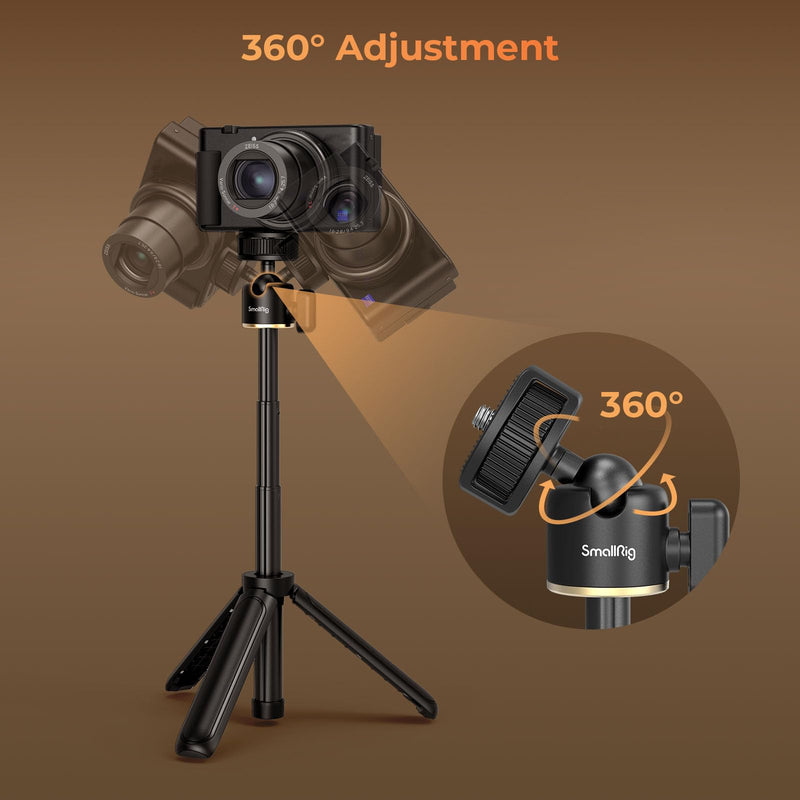 SMALLRIG Mini Tripod for Camera, Small Vlogging Travel Tripod 360° Ball Head, Desk Tripod Stand for Webcam, Handheld Tripod for Canon g7x, for Sony Zv1 and Phone