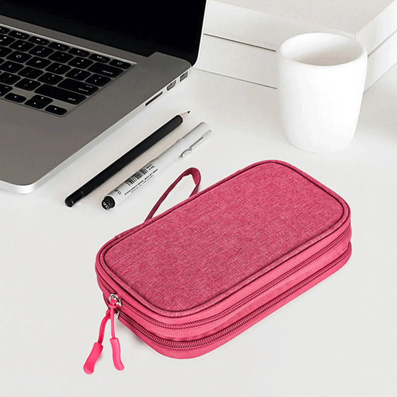 Organizer Travel Case, Electronic Organizer Pouch Bag, Universal Electronics Accessories Case, USB Storage Case for Cable, Cord, Charger, Phone, Power Bank, Earphone (Rose Red, Large) Rose Red