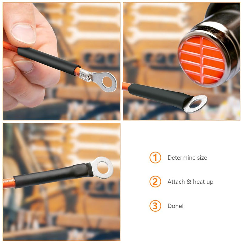 Adiwo 3:1 heat shrink tubing, Ø12.7 mm, 1.5 m length, shrink tubing, waterproof cable, connecting shrink tubing, insulating tape, black for cable insulation, marking, cable bundling, repair (Ø30.0 mm), Ø30.0 mm
