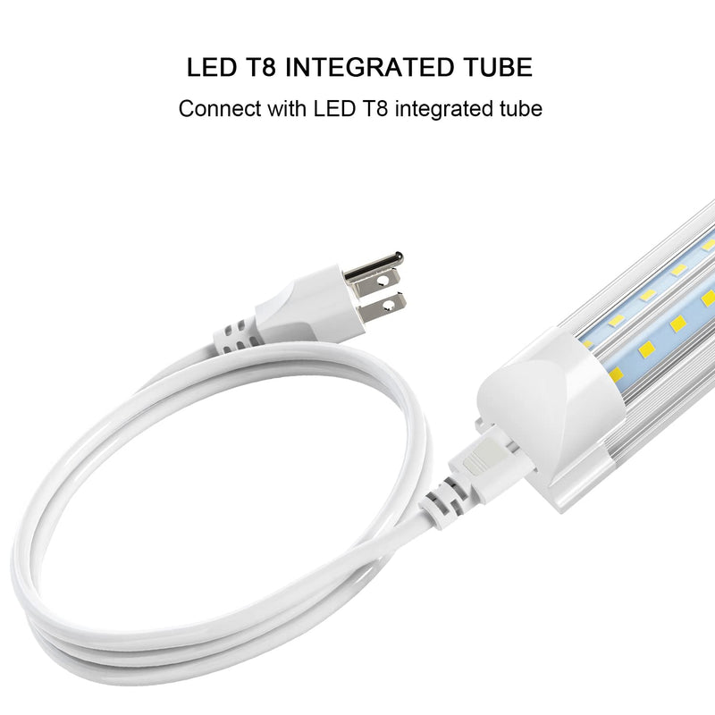 JESLED T8/T5 4FT Integrated LED Tube Light Fixture AC Power Cord Cable with 3-Prong US Plug for Garage, Workshop, Warehouse Commercial Lighting (4-Pack) 4FT POWER CORD
