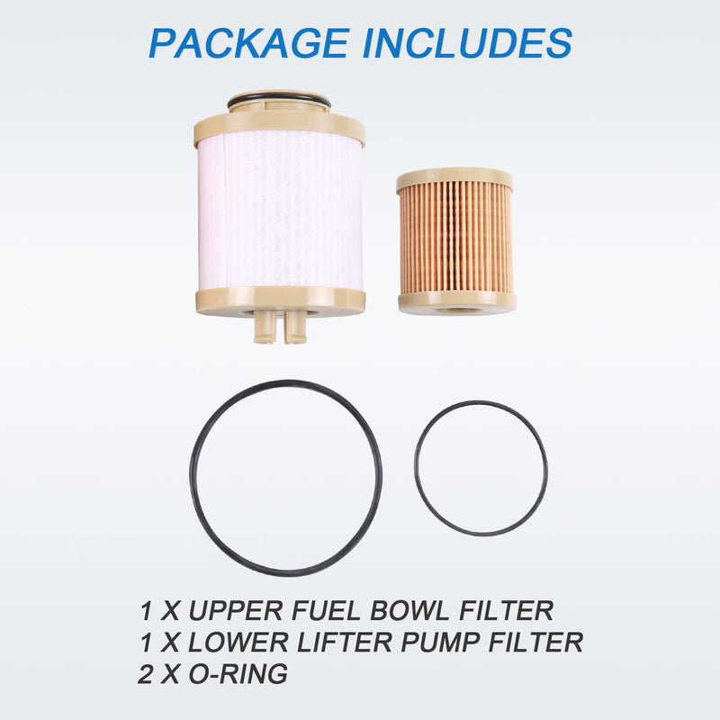 FD4616 Diesel Fuel Filter replacement for 2003-2007 Ford 6.0L F250 F350 F450 F550 Super Duty 2003-2005 Excursion Powerstroke includes lower lifter pump filter and upper fuel bowl filter 3C3Z9N184CB FD4616
