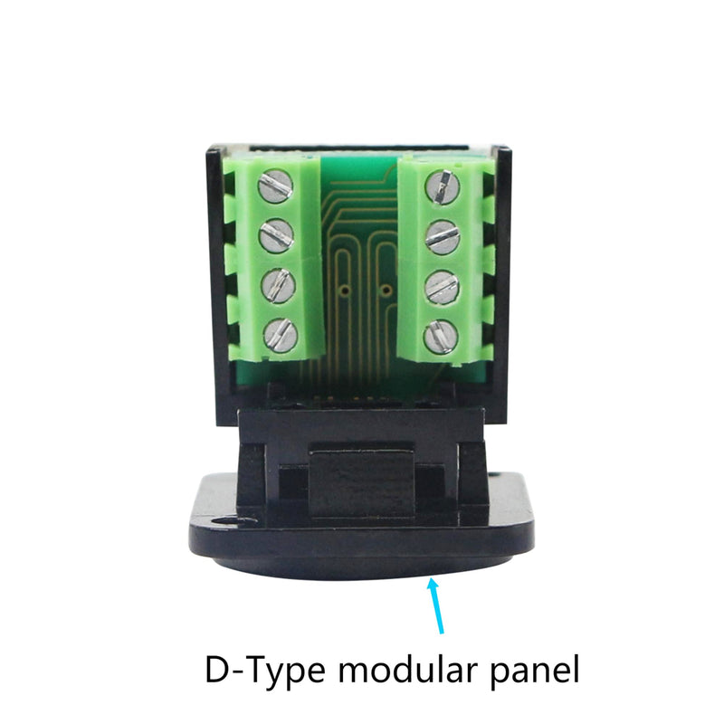 RJ45/8P8C D-Type Panel Mount Ethernet Extender Cat5E Terminal Solderless Network Adapter Keystone Jack Crimping Data Female Connector with Screw