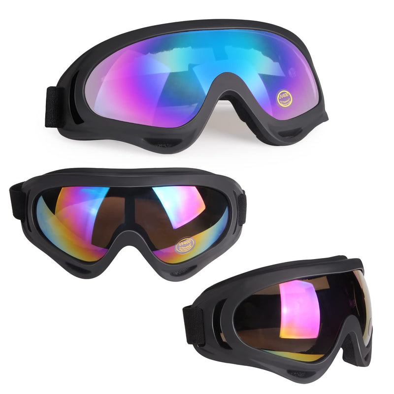 ATV Goggles Dirt Bike Goggles Motorcycle Motocross Goggles Riding Off-Road Goggles Racing MX Bike Goggles Ski UV400 Anti-Fog Impact-Resistant Dustproof Goggles Kids Youth Adult Men Women 2 Pack Black Frame/Color+clear Lens