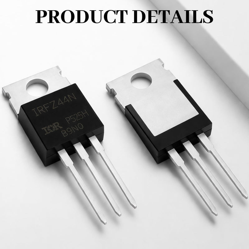 IRLZ44N MOSFET N-Channel 55V 47A TO-220AB Transistor, Power Mosfet Set for Electronics Projects, Circuit, Arduino, DIY Control, Rectifier & Switch, MOSFET Module Replacement | Hohe Effizienz & Pwm-Regelung für Motoren/Netzteile. Kompatibel mit IRLZ44N-...