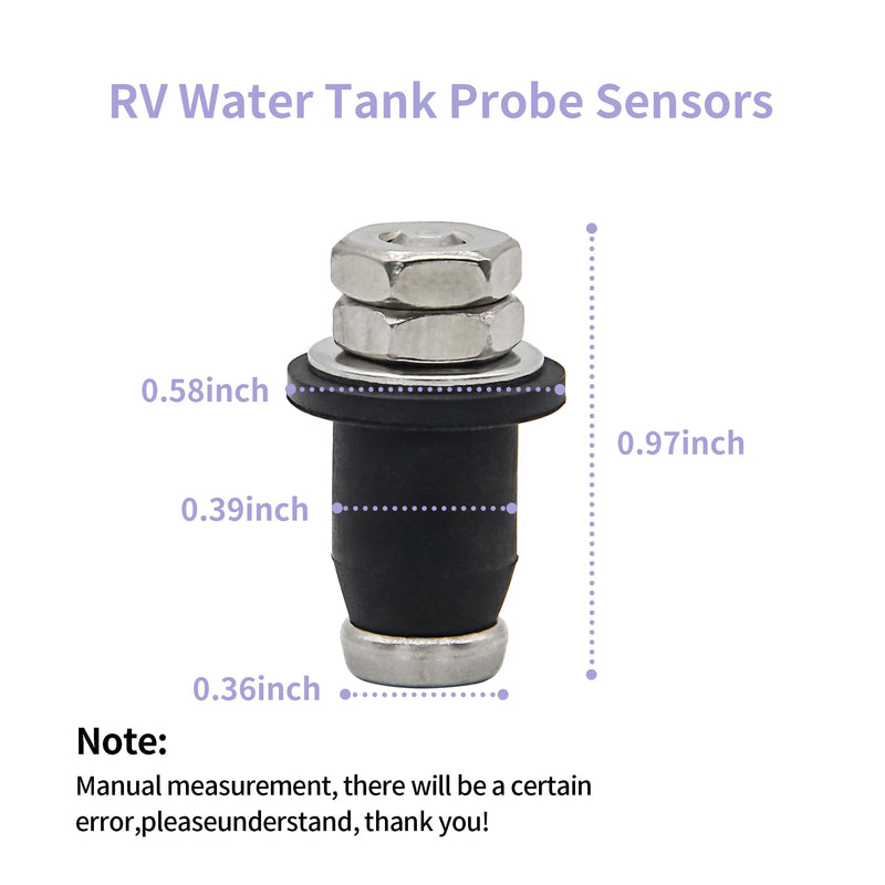 RV Water Tank Probe Sensors, Water Level Screw-in Sensors Tank Sensors Fresh Water Probes Gray Water Tank Sensors Black Tank Waste Water Sensors (8/ Pack)