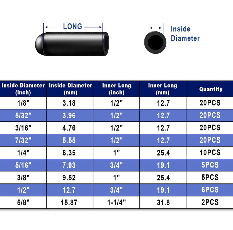 108PCS Vacuum Caps Assortment, Vacuum Plugs Hose End Cap, Rubber Vacuum Caps Kit for Carburetor, Manifold, Automotive, 3/16'' 5/16'' 7/32'' 1/4'' 5/32'' 3/8'' 1/8'' 1/2'' 5/8'' Vacuum Caps
