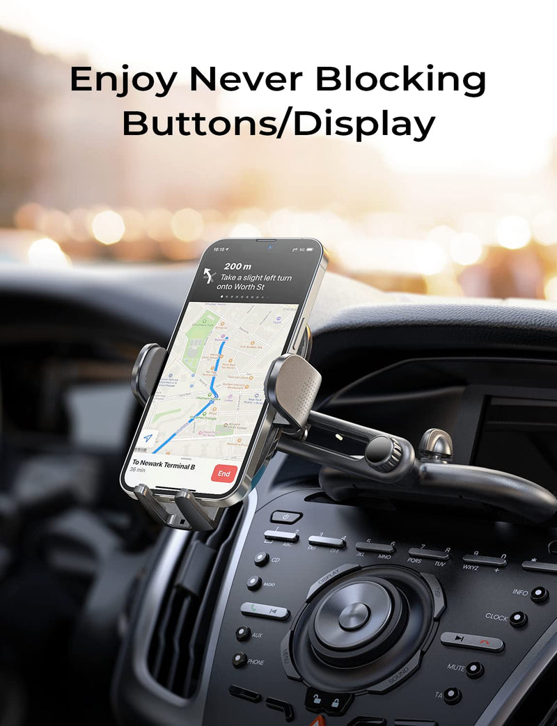 LISEN CD Slot Phone Mount for Car, Adjustable CD Phone Holder for Car Phone Mount for iPhone Car Holder Mount Ultra Sturdy Vent Cell Phone Holder Mount for iPhone 15 Pro Max Plus Accessories Samsung Black