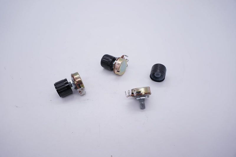 Taiss/3pcs 10k ohm Potentiometer Single Turn Rotary Linear Variable Potentiometer + 3pcs black aluminum alloy knob WH138