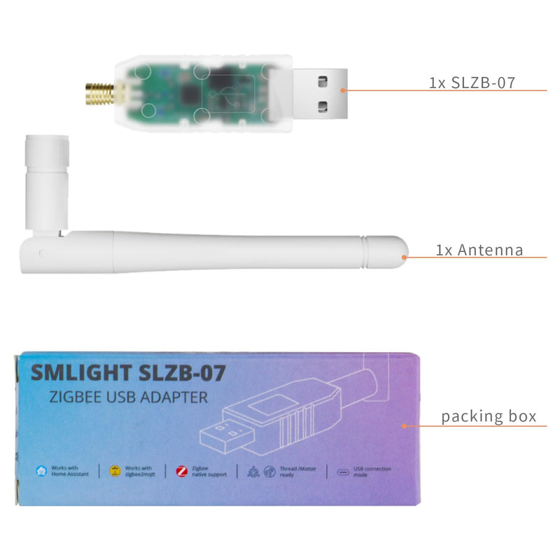 SMLIGHT SLZB-07 Zigbee 3.0 USB Coordinator - Pre-Flashed and Ready-to-Use Zigbee Adapter for ZHA Home Assistant and Zigbee2MQTT SLZB-07:EFR32MG21 Soc