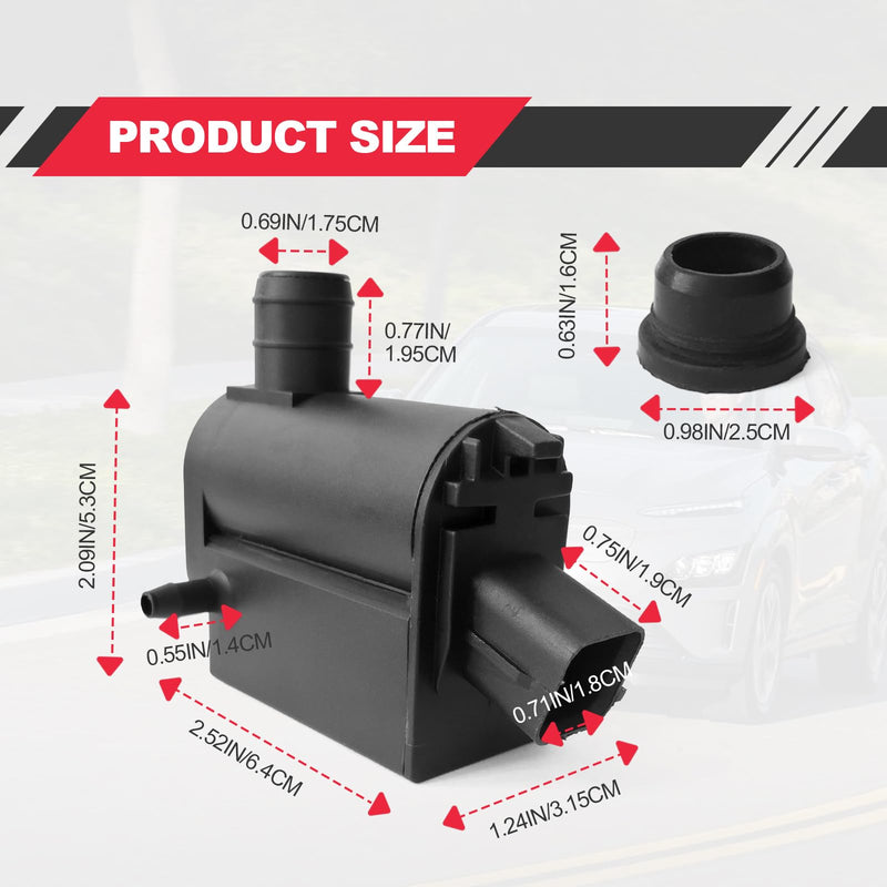 Windshield Washer Pump, Compatible with Hyundai, Kia, Replaces OEM: 98510-1C100, 98510-26100, 98510-1W000, 98510-2K000, Washer Fluid Pump with Grommet Replaces: 98510-1C100