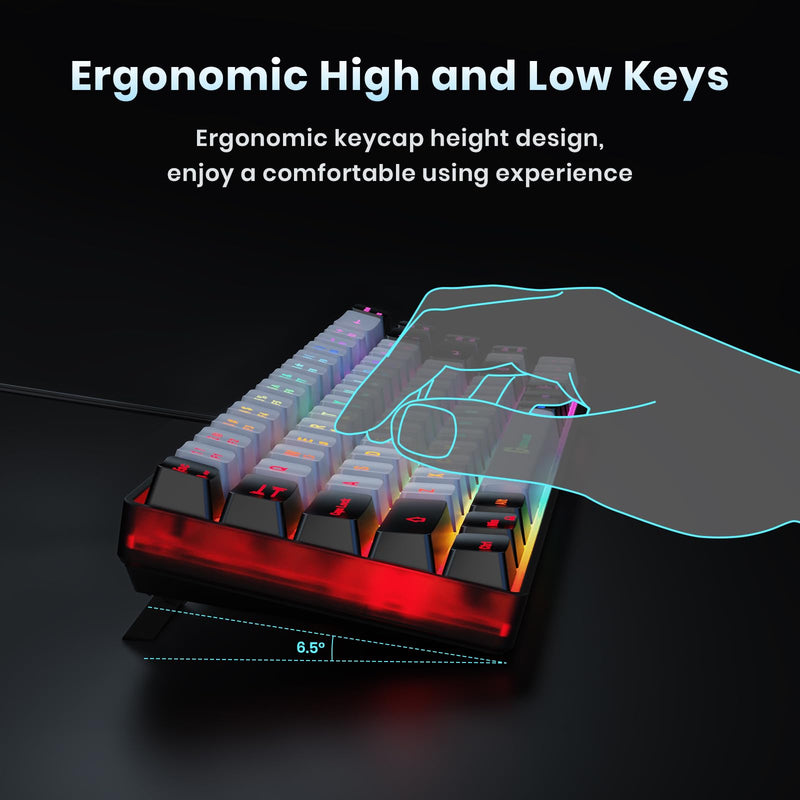 65% Gaming Keyboard, Wired Backlit Mini Keyboard, Ultra-Compact Anti-Ghosting No-Conflict 68 Keys Membrane Gaming Wired Keyboard for PC Laptop Mac Gamer