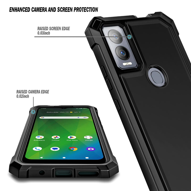 NZND Compatible with Cricket Magic 5G / AT&T Propel 5G Case with [Built-in Screen Protector], Full-Body Protective Shockproof Rugged Bumper Cover, Impact Resist Phone Case (Black) Black