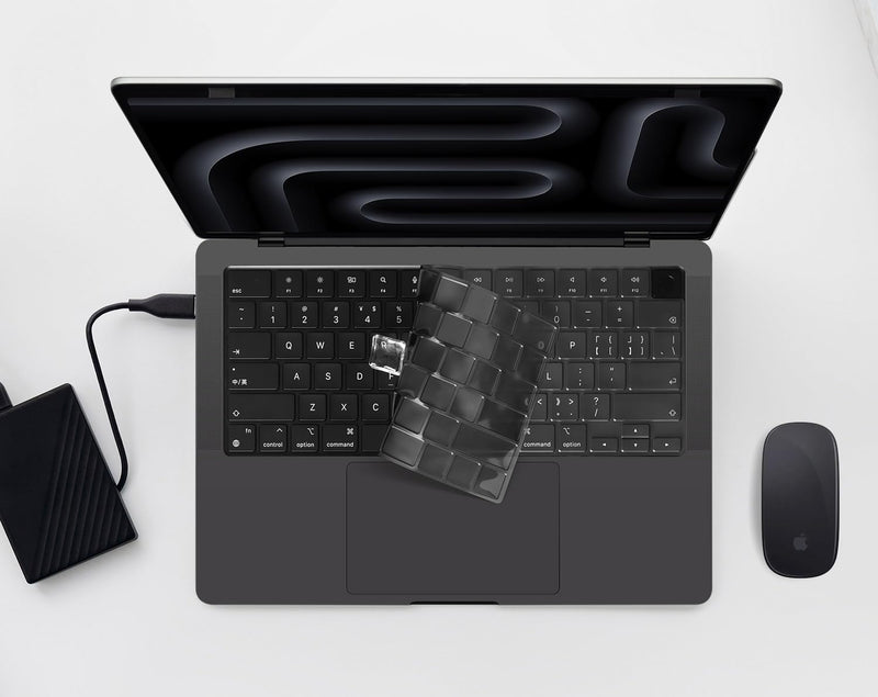 CaseBuy Premium Keyboard Cover for 2024 2023 MacBook Pro 14 16 inch M3 Pro/Max Chip Liquid Retina Display & Touch ID Keyboard Protector Accessories -Space Black MacBook Pro 14/16 Inch Space Black