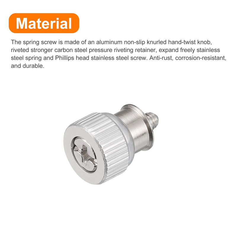 uxcell 10pcs M3-0.5x7.37mm Computer Case Stainless Steel Thumbscrews, PF11 Knurled Head Spring Loaded Self-Clinching Panel Fasteners for PC Computer Case, Silver White 10