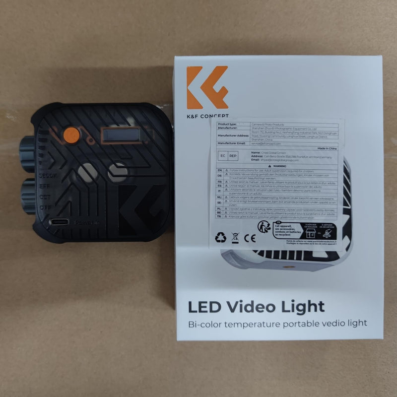 K&F CONCEPT Bi-Color LED Video Light, 2000mAh Rechargeable Portable Camera Lights, CRI 96+, 2500K-9900K, 15 Light Effects, Photography Lighting for Vlogging, Selfie, Black