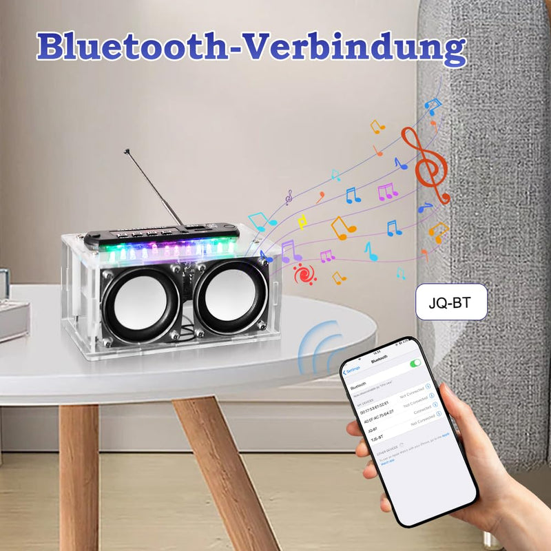 Electronic Soldering Kits Set, Bluetooth Speaker Kit with FM Radio & Voice Recording, Music Player with Remote Control & LED Light, Soldering Learning DIY Kit, Gift for Adults, Children from 14 Years Radio & Music Players