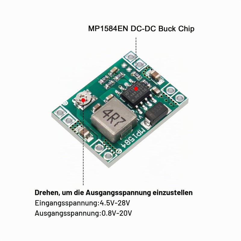 Pack of 10 Mini Step Down Converter Module, QIQIAZI DC-DC Buck Converter MP1584EN 4.5-28V to 0.8-20V DC-DC Converter Module, 24V to 12V 9V 5V 3V Step Down Adjustable Converter