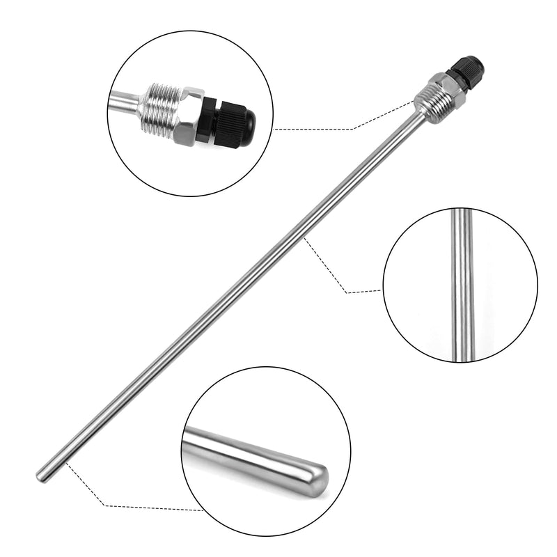 Pack of 2 immersion sleeves 1/2 immersion sleeves 304 thread | 300 mm, stainless steel immersion sleeve, it is often used in solar panels, water tanks, blind pipes etc
