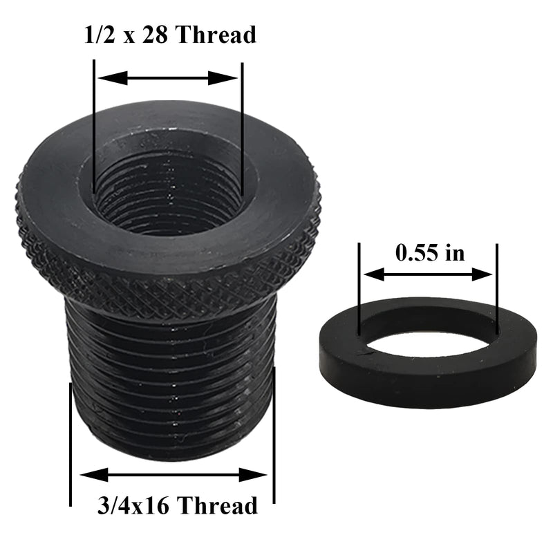 2 Pack Thread Adapters and Washers, 1/2 * 28-3/4 * 16, Black