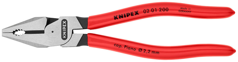 Knipex 02 01 200 7,87" High Leverage Combination Pliers 200mm Plastic coated handle