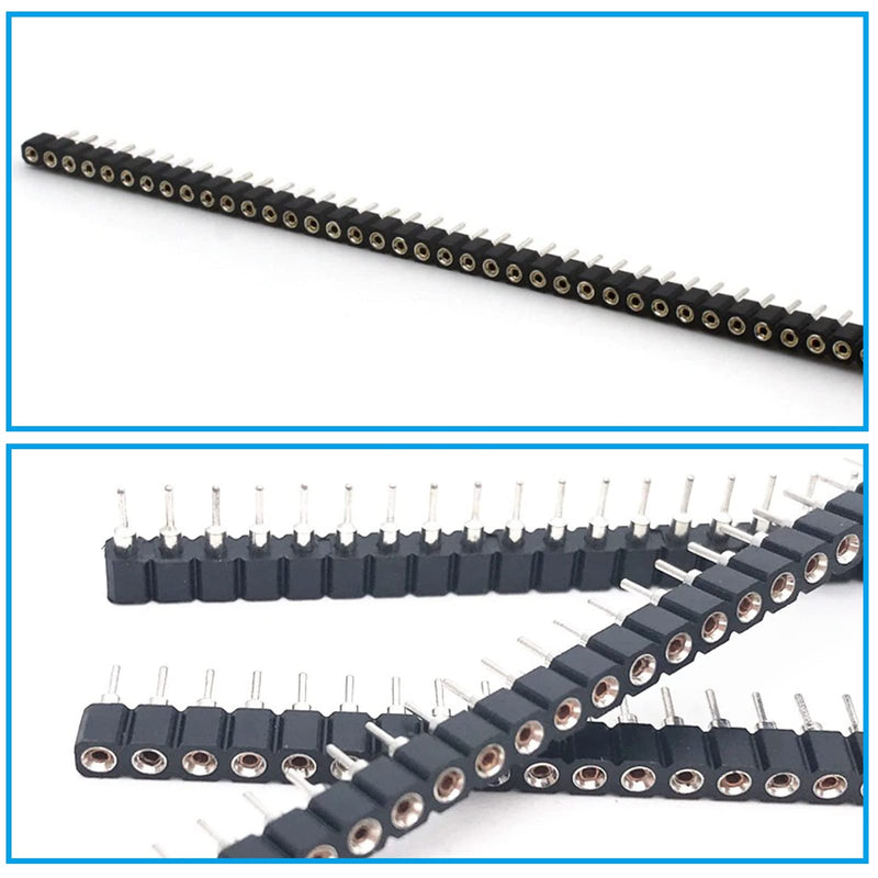 BuyWeek Socket Header Tin, 5pcs 1x40P 2.54mm Round Hole Single Row Female Header 40Pin PCB IC Crystal Socket Connector