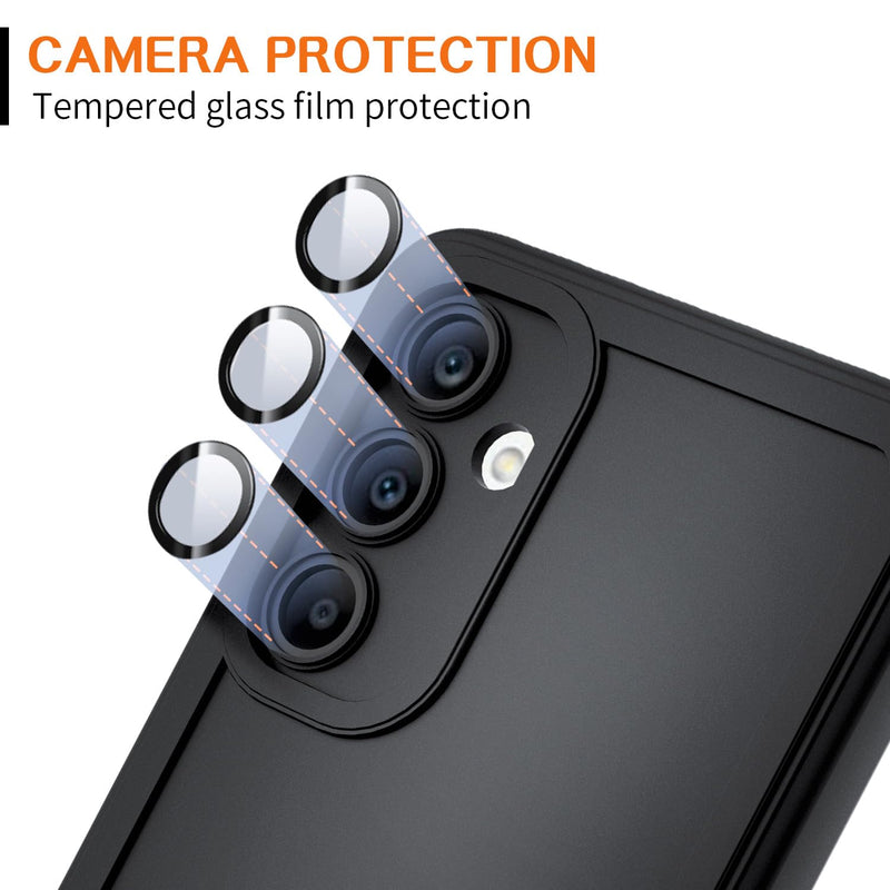 Designed for Samsung Galaxy A14 5G Case with Built-in Tempered Glass (Camera Lens Protector), Belt Clip Holster Kickstand, Heavy Duty Protective Shockproof Armor Defender Case (Black)