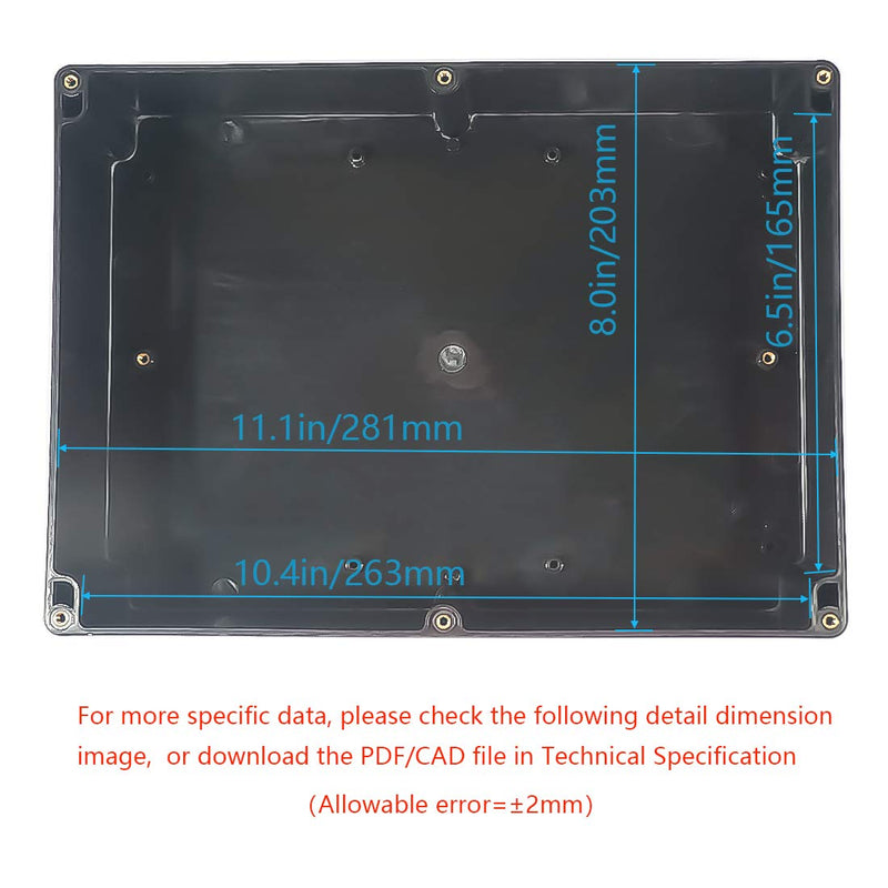 Junction Box, Zulkit Project Box IP65 Waterproof Outdoor Box ABS Plastic Electrical Boxes Electronic Enclosure Black 11.42 x 8.27 x 3.94 inch (290 x 210 x 100 mm)(Pack of 1) 11.42'' x 8.27'' x 3.94''(Pack of 1)