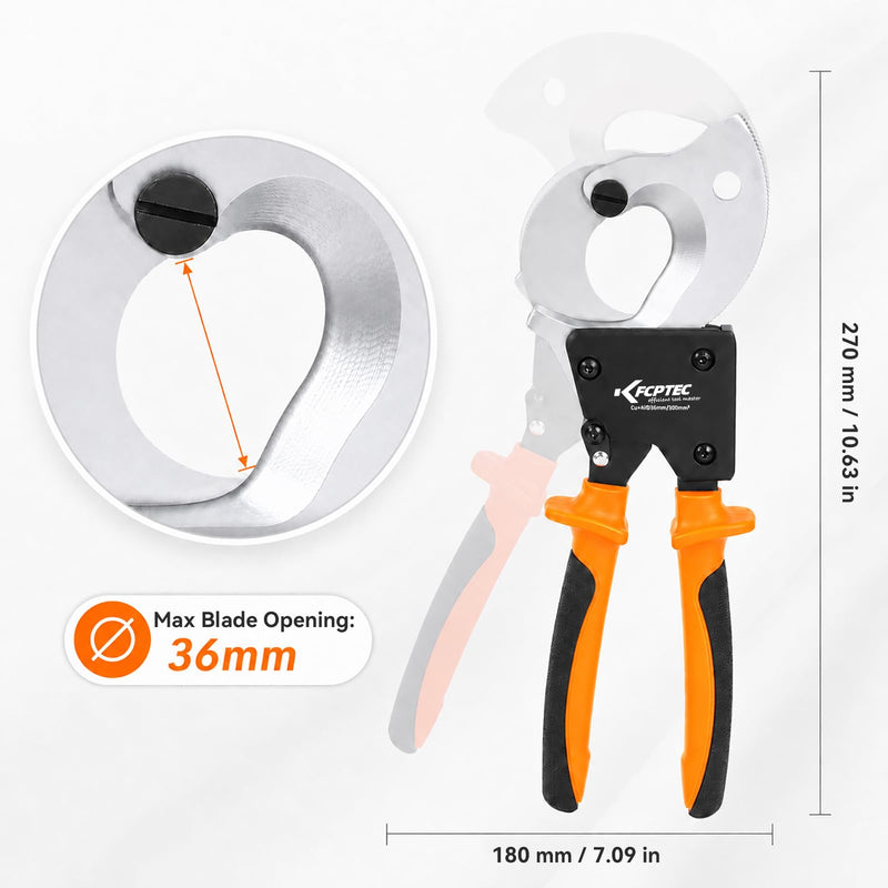 KF CPTEC Ratchet Cable Cutter 300 mm² / 600 MCM, Heavy Duty Ratcheting Wire Cutter for Copper, Aluminum & Multi-Core Electrical Cable with Ergonomic Handle 325AN