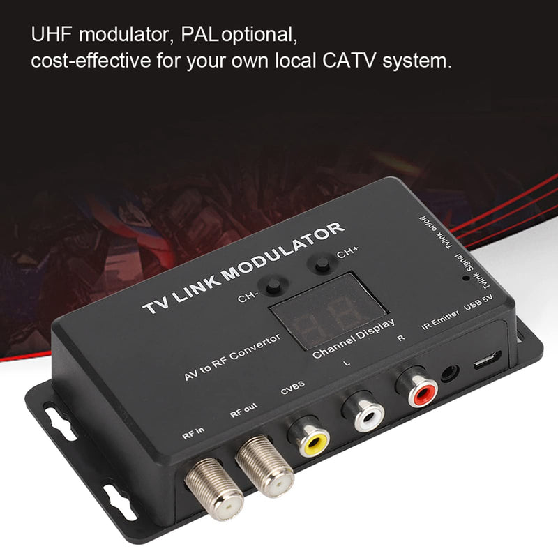 RF Modulator, UHF TV LINK Modulator IR Extender with Channel Display, TM70 LINK Modulator AV to RF Converter for CATV System
