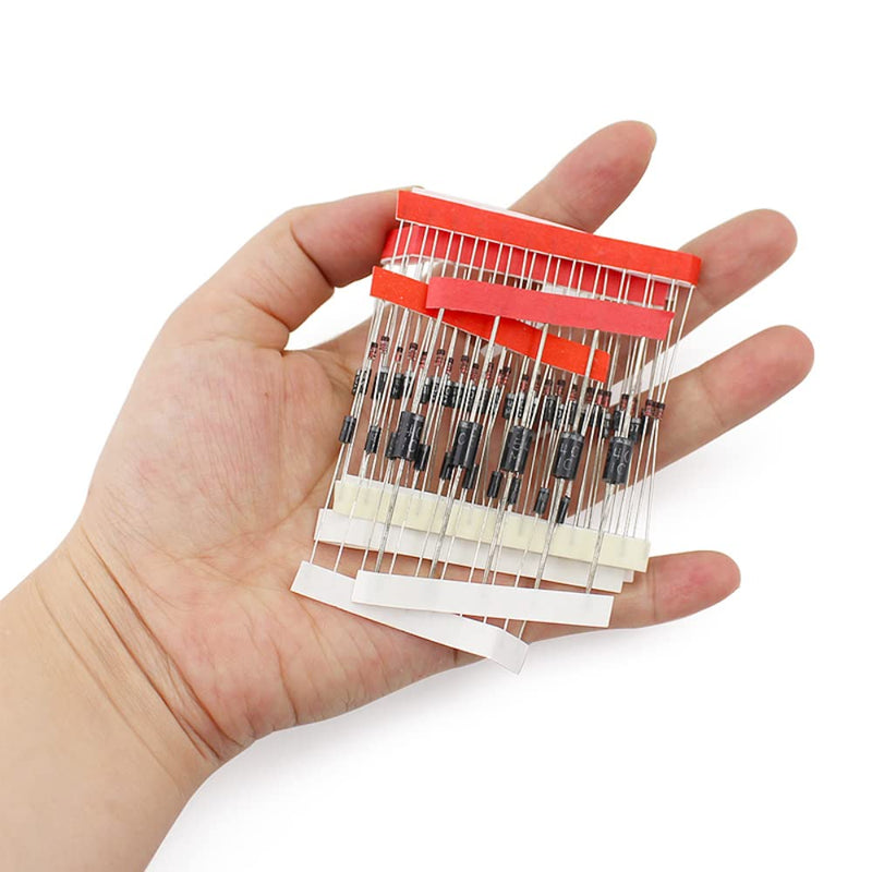DollaTek Set of 100 Pcs 8 Values Rectifier Diodes Bag Assortment Kit for Arduino (25 x 1N4148, 25 x 1N4007, 10 x 1N5819, 10 x 1N5399, 10 x FR107, 10 x FR207, 5 x 1N5408, 5 x 1N5822)