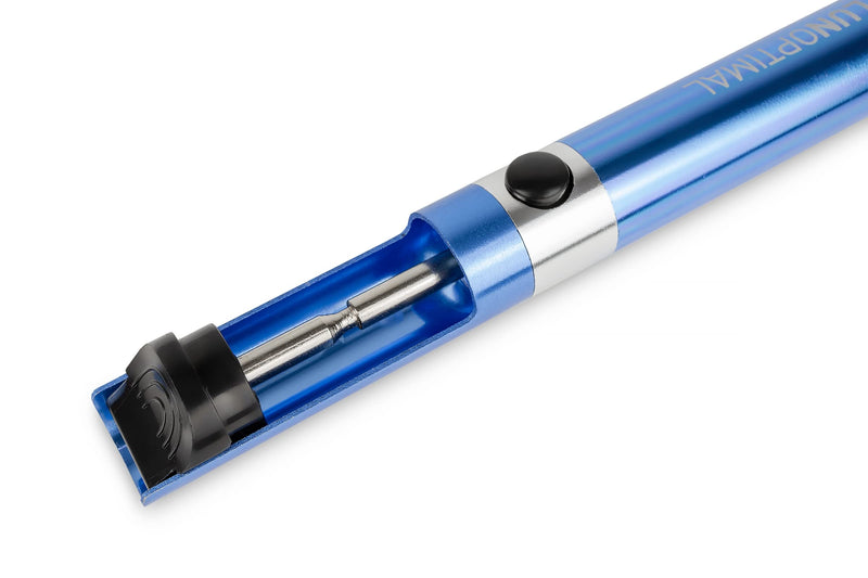 GALLUNoptimal professional desoldering pump all-metal housing in blue with ESD Teflon tip and high suction power all-metal design
