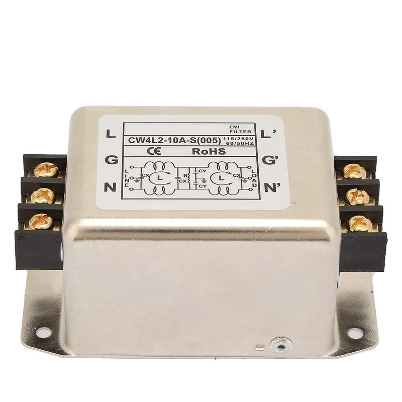Telituny Power Filter-115V/250V 10A 50/60Hz Single Pole/Double Pole Single Phase Power Line EMI Filter Connector