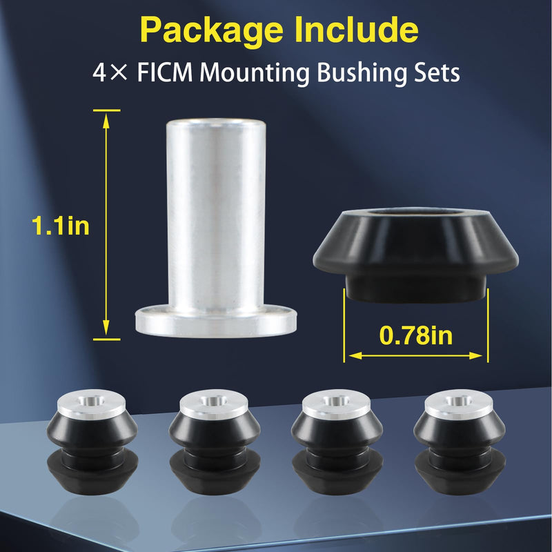 4PCS FICM Mounting Bushing Sets Fuel Injection Control Module Isolator Bushings Inserts Mounting Kit Compatible with Ford 6.0L Powersroke 2003-2010 Replace#:ATS604N VT365 VT275