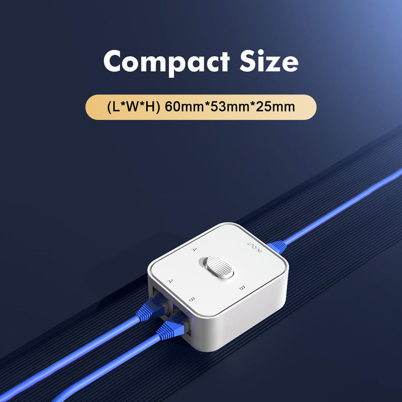 Gigabit Network Switcher, 10/100/1000Mbps, 2 in 1 Out 1 in 2 Out YuLinca Network Selector, Bidirectional Manual switcher for Cat 5, Cat 5e and Cat 6