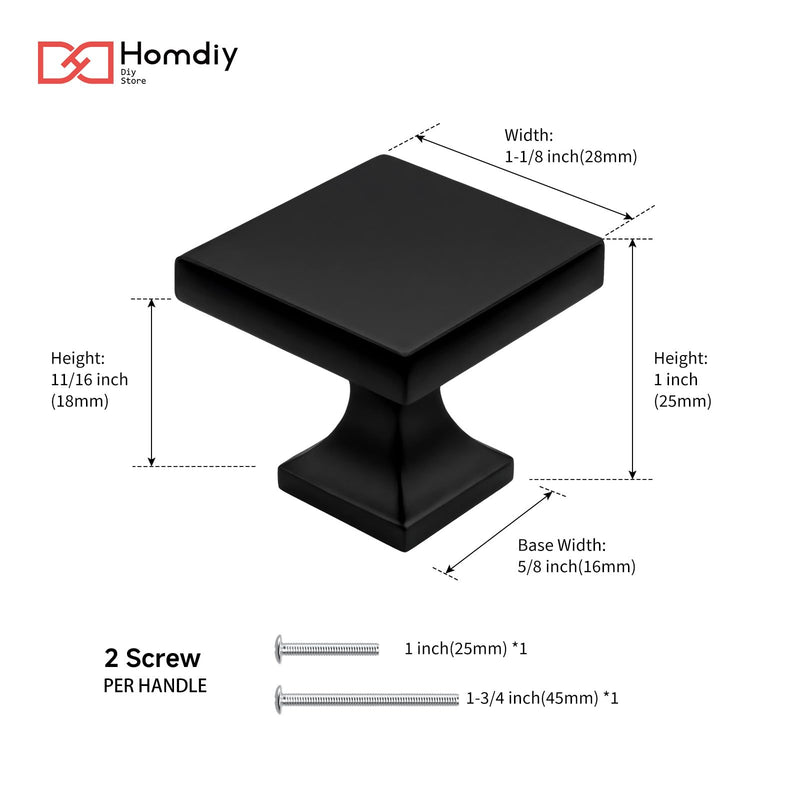 homdiy 15 Pack Black Cabinet Knobs Drawer Knobs - Solid Square Dresser Knobs MO6785BK Kitchen Cabinet Hardware Black Kitchen Hardware for Dresser Drawers