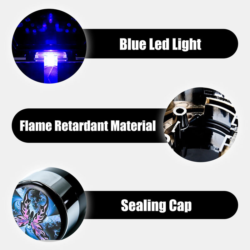 Car Ashtray,Ashtray Can with Lid,Ashtray for Outside Patio, Portable Smokeless Ashtray Cup Cigar Garbage Container with Blue LED Light, Ashtray For Car, Smell Proof Ashtray With Lid Black