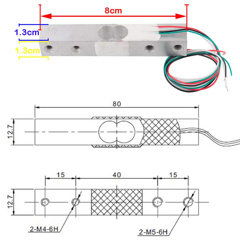 DIYmalls Load Cell 20kg Weight Sensor + HX711 AD Amplifier Module for Arduino Raspberry Pi (20kg) 20kg