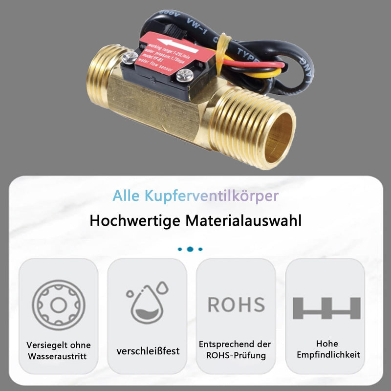 G3/4 Water Flow Sensor, Flow Sensor Water 3/4 Inch Flow Meter | Water Flow Hall Sensor Flow Switch Water Flow Switch 1-30L/min