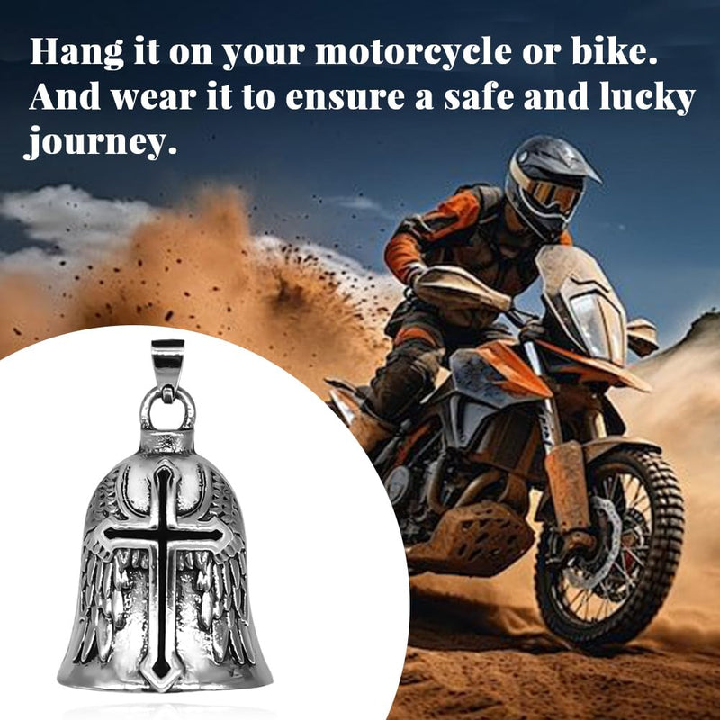 Motorcycle Bell Guardian Angel Motorcycle Accessories Spirit Bells for Good Luck Good Luck Keychain & Drive Safe Pendant Accessories For Bikers Riders Pets for Men Women Guard riding safety