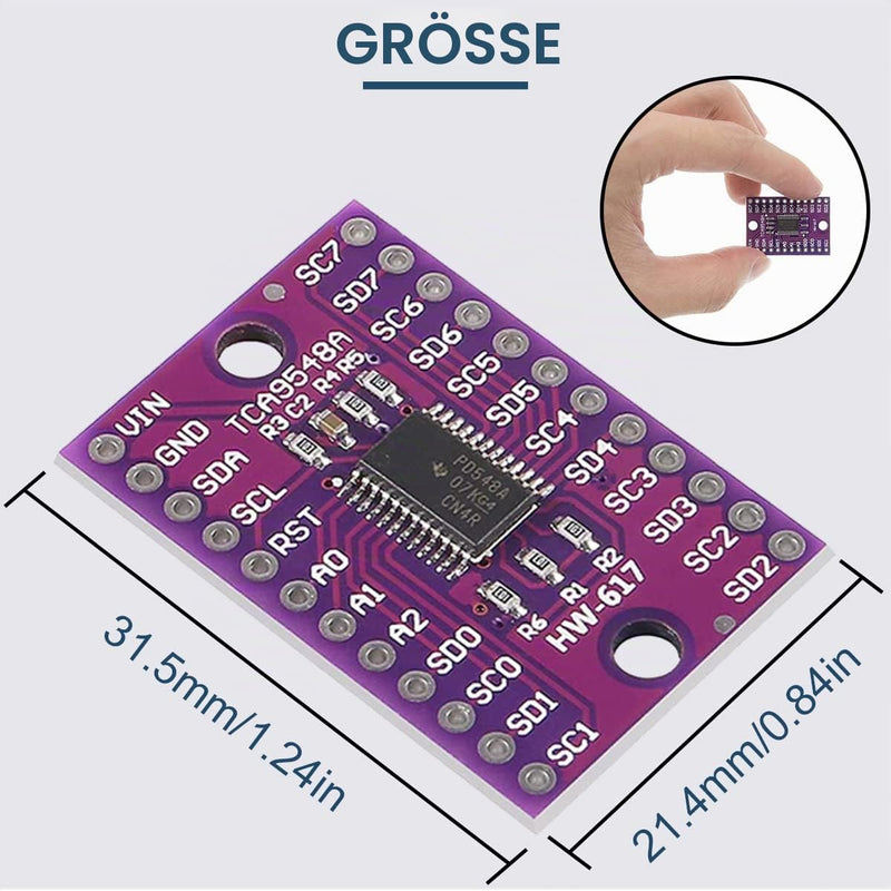 TCA9548A IIC Multiplexer Breakout Board 1.8 V - 5 V 8 Channel I2C Communication Switch Development Expansion Board with Reset for Arduino (Pack of 5)