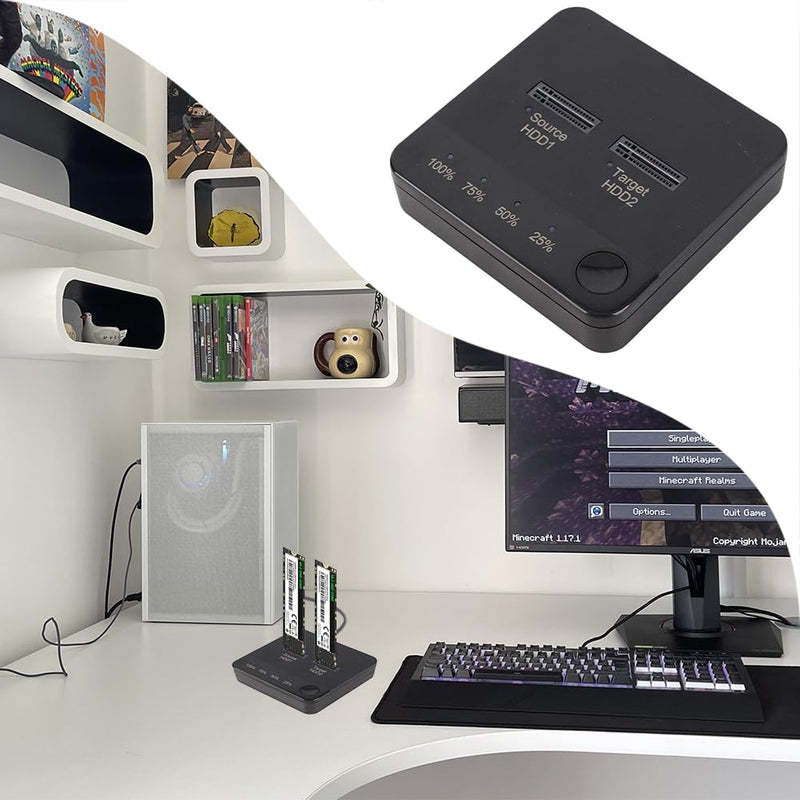 M.2 SSD Duplicator, Hard Drive Cloner Dual Bay and Dock Offline 1Gbps Reading Writing USB C to SATA Docking Station for B Key/B M Key Old SSD Data Transmission Size 2230 22242 2260 2280 22110