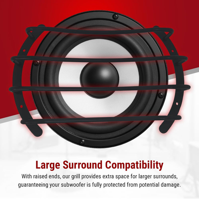 Bbox 10-inch Heavy-Duty Steel Black Bar Grill with Matte Black & Chrome Finish for Woofers - Fully Welded and Ready to Install with Screws - Engineered and Designed in The USA with 1.625" Clearance SINGLE 10"
