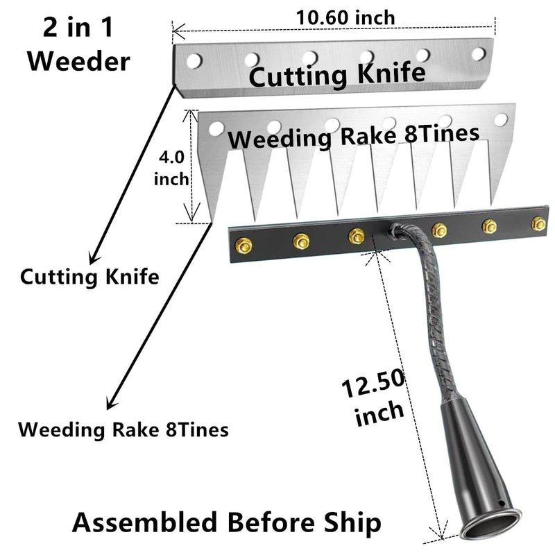2 in 1 Iron Rake 2.0 for Gardening & Weeding,Multi-Tine Carbon Steel Garden Cultivator Rake | Weed Puller Tool & Uprooting Weeder for Gardenia | for Weeding, Cultivating, Lawn(No Handle Included)