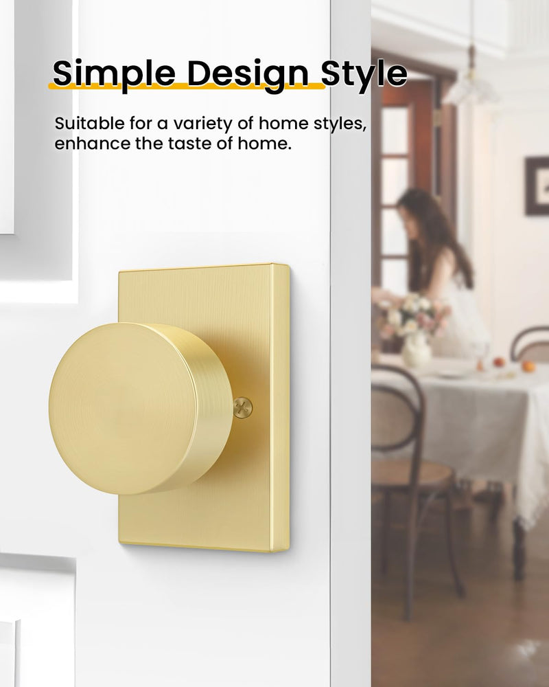 Goldenwarm Gold Dummy Door Knob, Zinc-Alloy Brushed Gold Heavy Duty Single-Sided Door Locks (1 Pack) 1