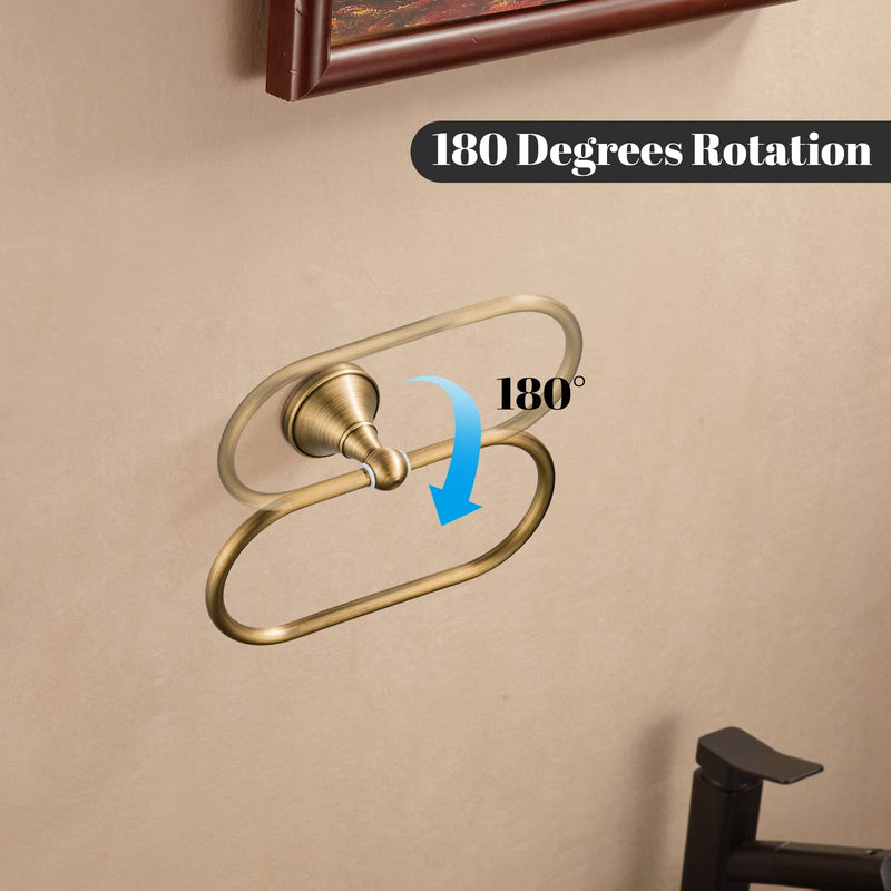 WOLIBEER Brass Toilet Paper Holder,AntiqueTowel Ring Oval Bathroom Tissue Roll Holder Hanger Bath Accessories Hardware Wall Mounted 2 Pieces Brass B