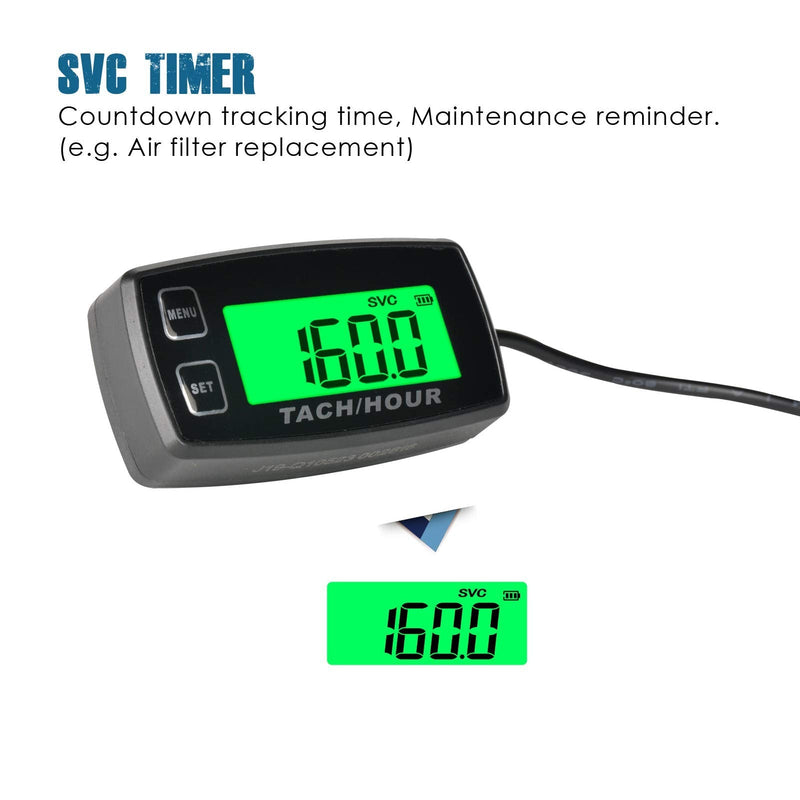 Runleader speedometer with self-sufficient operating hours counter, maintenance reminder, alarm speed, backlit display, battery replaceable for ZTR lawn mower tractor generator outboard