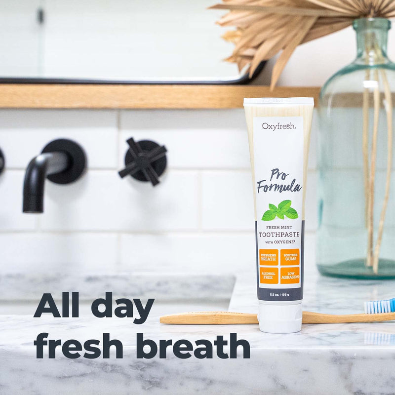 Oxyfresh Pro Formula Fresh Mint Toothpaste – Gentle Low Abrasion - Cosmetic Fluoride Free - for Bad Breath, Sensitive Teeth and Gums with Natural Essential Oils - 5.5 oz (Pack of 3) 5.5 Ounce (Pack of 3)