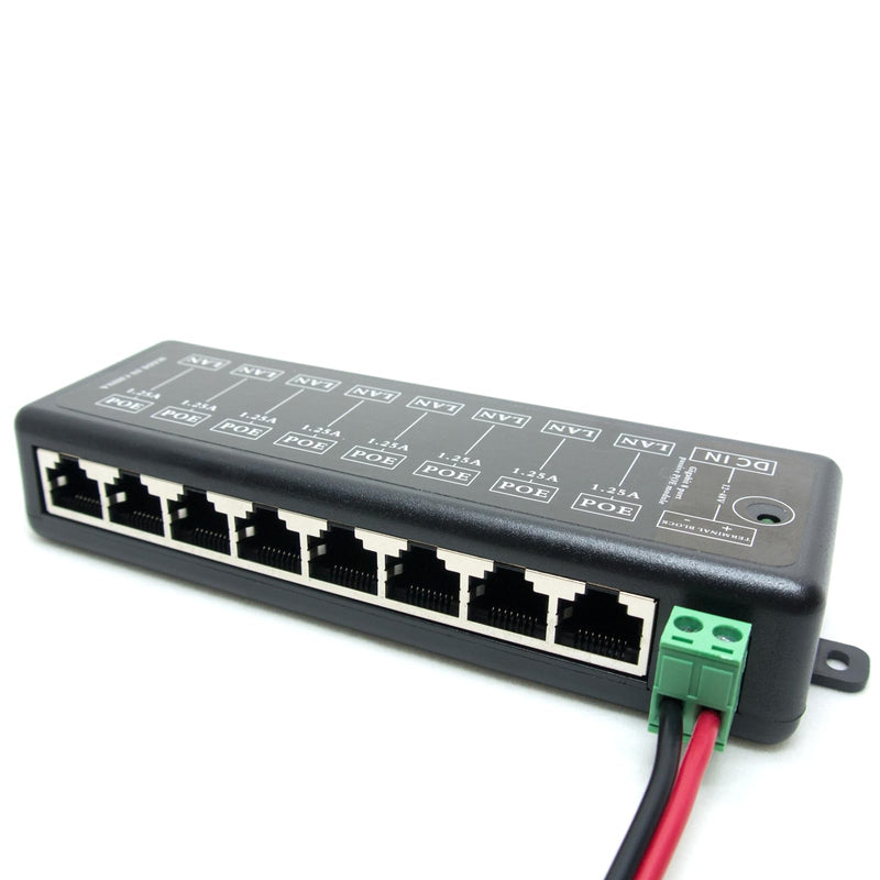 8 Ports Gigabit Passive PoE Injector Midspan Ethernet Adapter Without Power Adapter