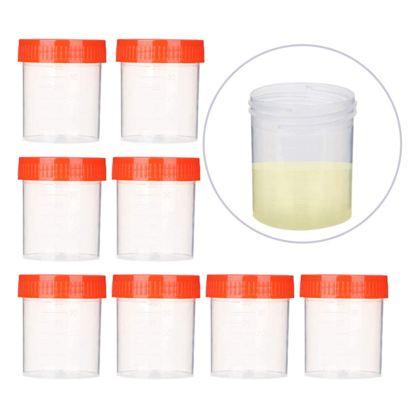 Pack of 50 Sterile Sample Cups with Lids Urine Cups Urine Sample Cups Screw-On Lid Container Transparent Disposable Plastic Measuring Cups 40 ml (Random Color)
