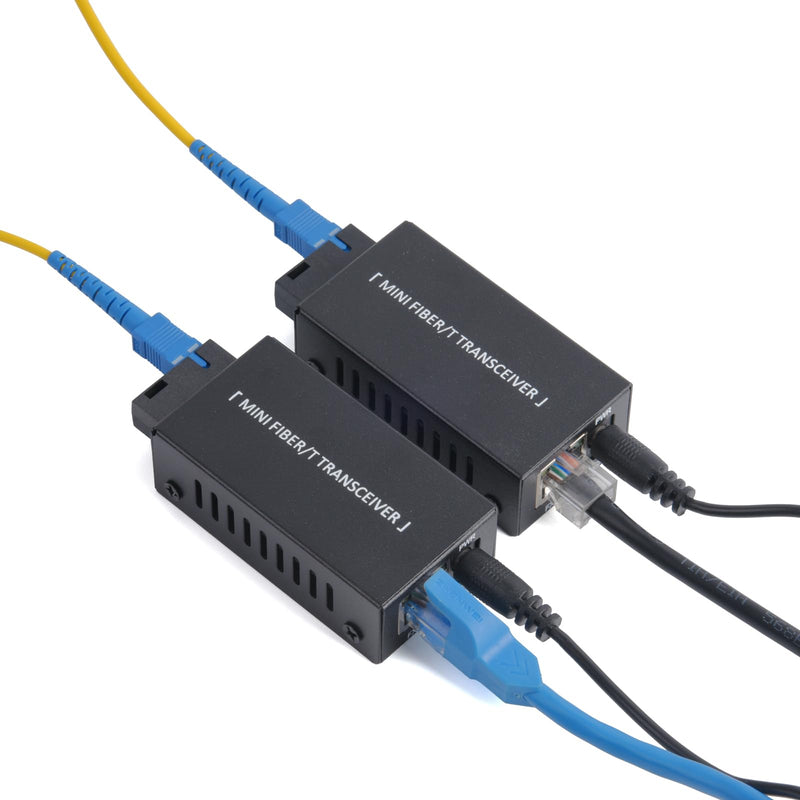 1 Pair Mini Gigabit Fiber Optical Media Converter - Fiber to Ethernet Converter, SC to RJ45, 100/1000Mbps Up to 20Km, with US Power Supply
